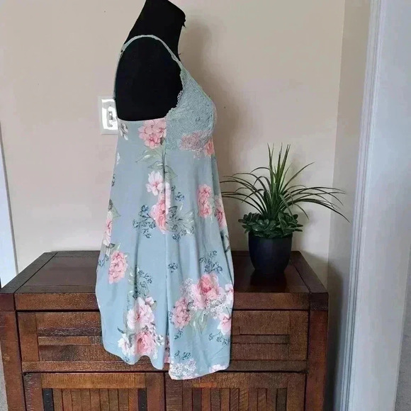 ❤️ NWOT Flora Nikrooz Green Floral Chemise Small Lace Nightie Pajama Slip - Picture 4 of 10